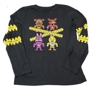Fnaf Group Kids Black Graphic Long Sleeve Shirt Xl 14/16 Five Nights At Freddy's